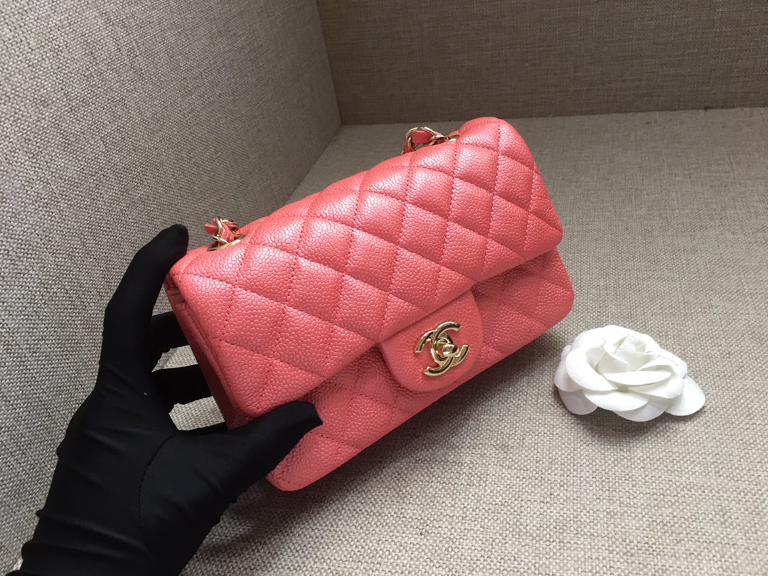 Small Classic Flap Caviar Bag A01116 Rose Pink/Gold